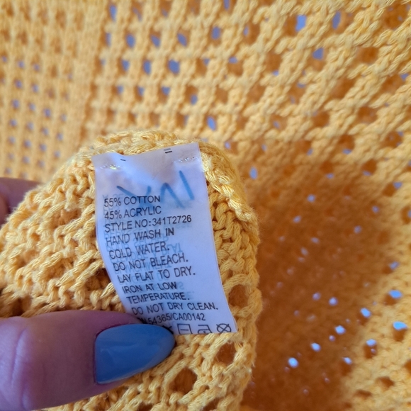 Peter nygard | Canary yellow crochet cottagecore knit t shirt - Picture 9 of 13